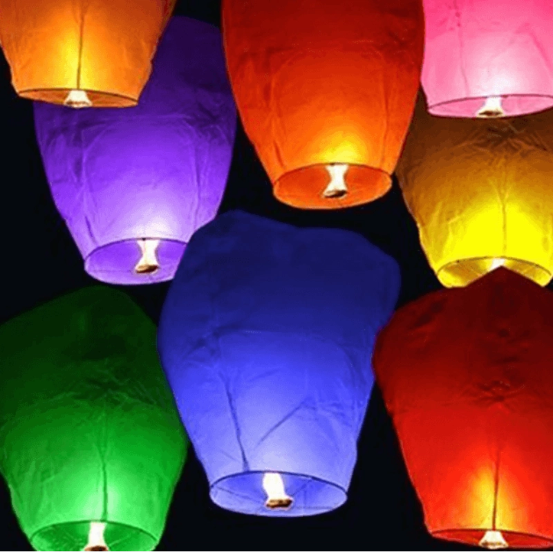 Colorful Flying Chinese Sky Lanterns