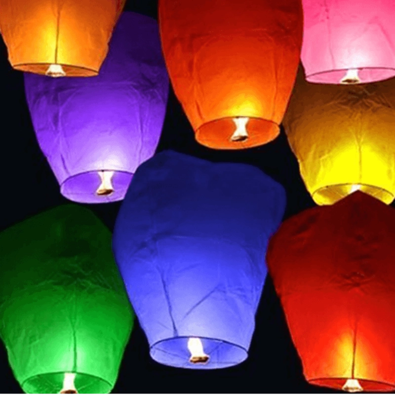 Colorful Flying Chinese Sky Lanterns