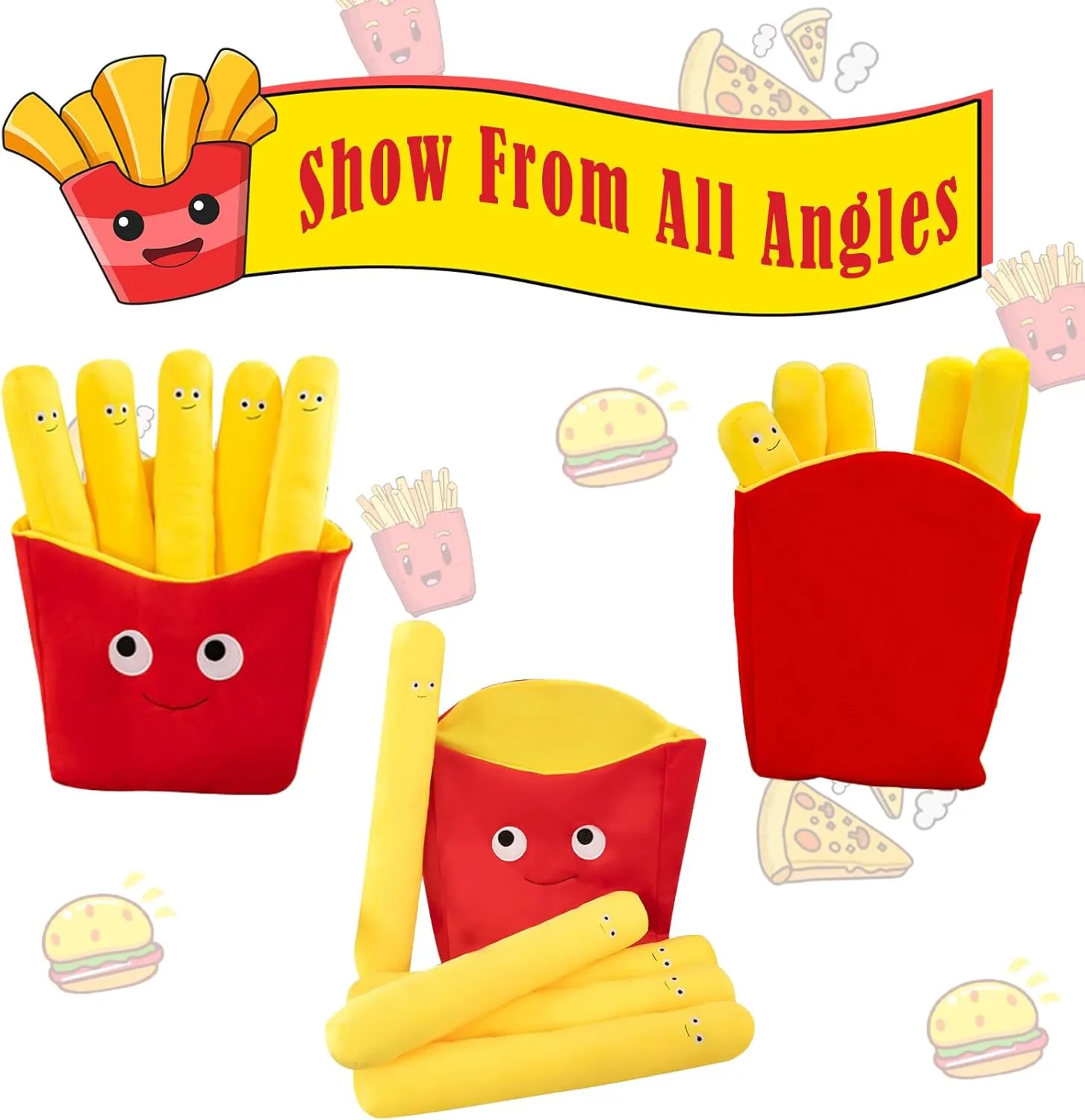 Comfy Food Pillows Toy Plush, Soft, Cuddly, and Irresistible Pefect Toys Gift for Kids and Friends (French Fries, inch, 11.8)