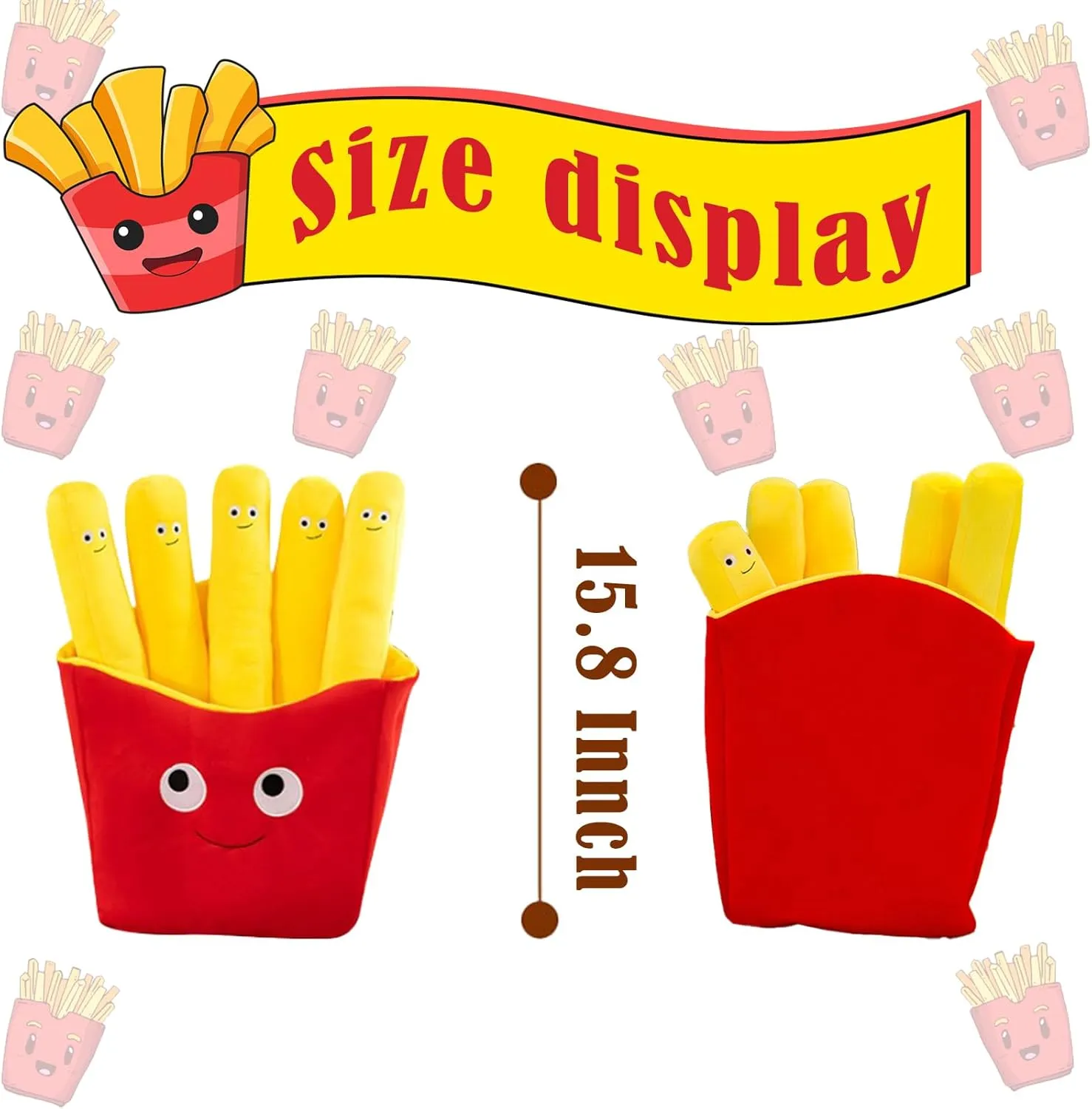 Comfy Food Pillows Toy Plush, Soft, Cuddly, and Irresistible Pefect Toys Gift for Kids and Friends (French Fries, inch, 11.8)