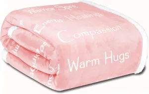 Compassion Blanket - Strength Courage Super Warm Hugs, Get Well Gift Blanket Plush Healing Thoughts Positive Energy Love & Hope, Cancer Support Gift for Women 50 x 65 (Pink, One Size)