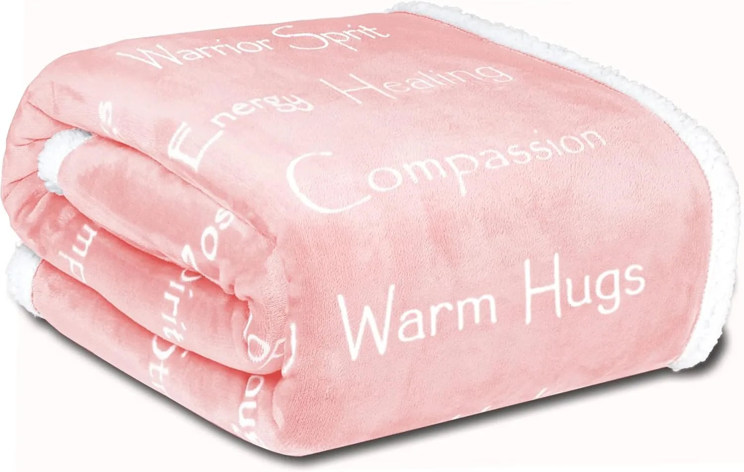 Compassion Blanket - Strength Courage Super Warm Hugs, Get Well Gift Blanket Plush Healing Thoughts Positive Energy Love & Hope, Cancer Support Gift for Women 50 x 65 (Pink, One Size)