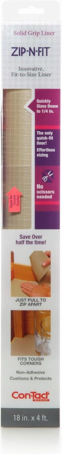 Con-Tact Brand Zip-N-Fit Solid Grip Liner, 18" x 4', Taupe (04F-CZ6U59-06AZ)