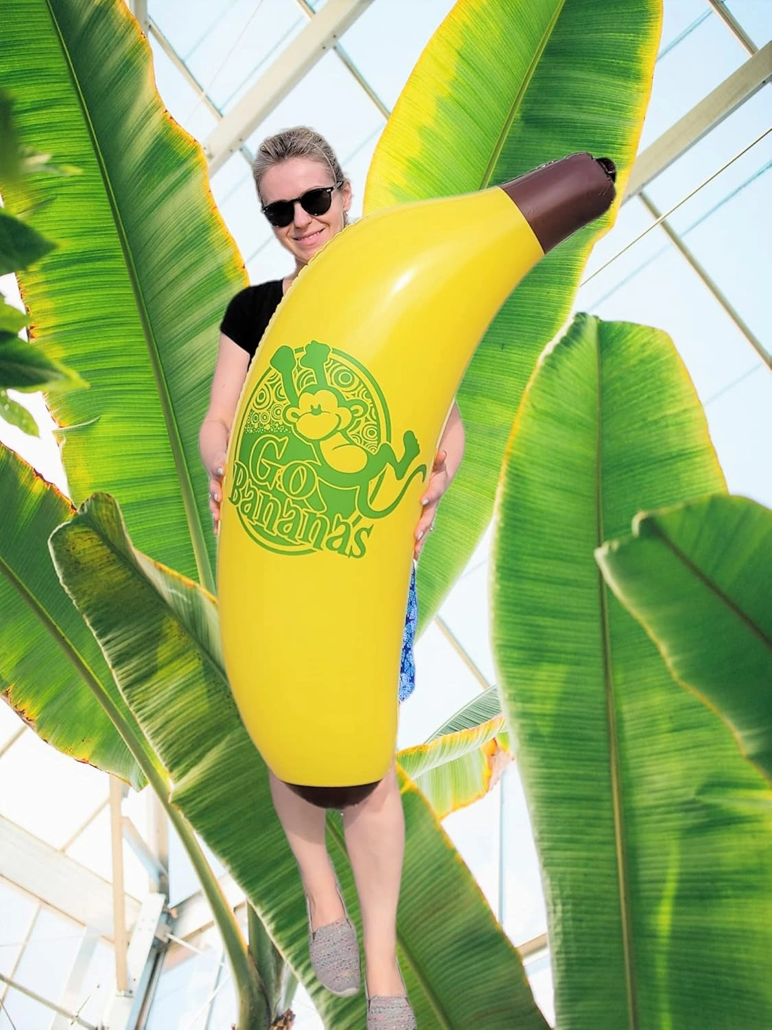 Cool Yellow Inflatable Banana (44") Vinyl. Safe Inflate Fruit. Pool Toy. Party Decoration.