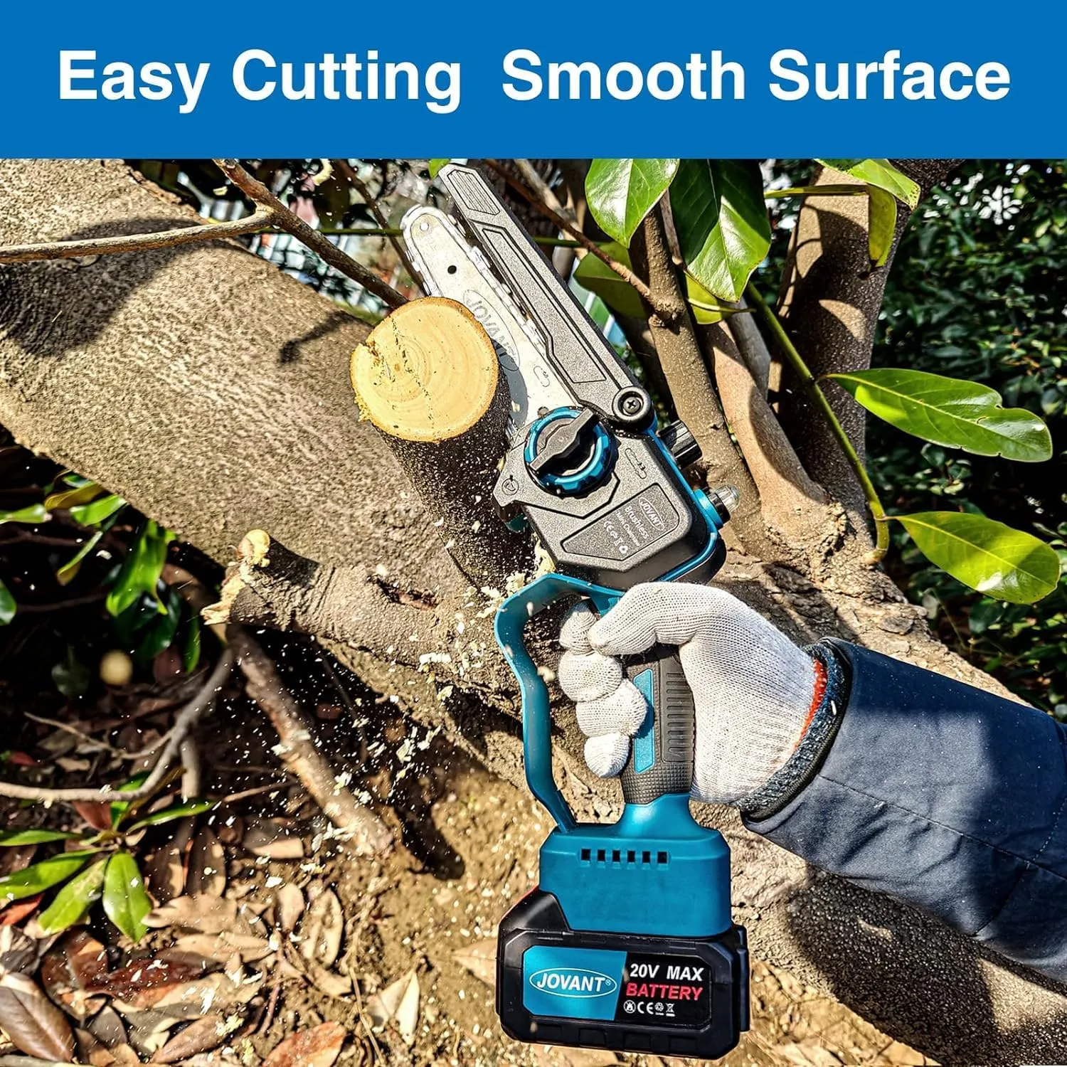 Cordless Chainsaw, Electric Chain Saw with 2 Pack 4000mAh Batteries, Battery Chainsaw with Logging Wedge Electric Saw for Cutting, Trimming, Gardening, Camping(3 chains & 2 chain plates)