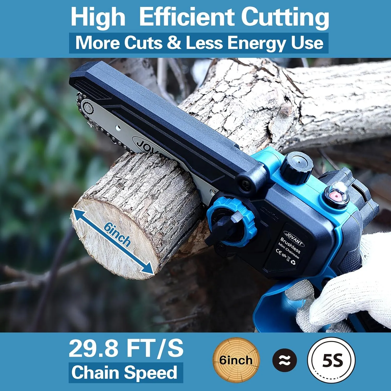 Cordless Chainsaw, Electric Chain Saw with 2 Pack 4000mAh Batteries, Battery Chainsaw with Logging Wedge Electric Saw for Cutting, Trimming, Gardening, Camping(3 chains & 2 chain plates)