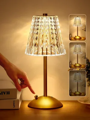 Cordless Lamp, 2000mAh Rechargeable Lamp, Dimmable 3 Colors Touch Lamp Small lamp, Battery Operated Lamp Cordless Table Lamp, Crystal Lamp&Vintage Lamp, Mini Lamp for Bedroom Bathroom Bar Kitchen Lamp