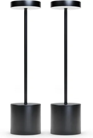 Cordless Table Lamps Set of 2, 3 Color Stepless Dimming, Rechargeable Battery Operated Lamp, Outdoor Cordless Lamp, for Dining Room, Living Room, Bedroom, Bar, Restaurant (Black)