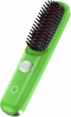 Cordless Hair Straightener Brush for Travel Portable Hair Straightener Comb with Negative Ion Mini hot Brush for Women, on-The-go Rechargeable with LED Display Anti-Scald Protection