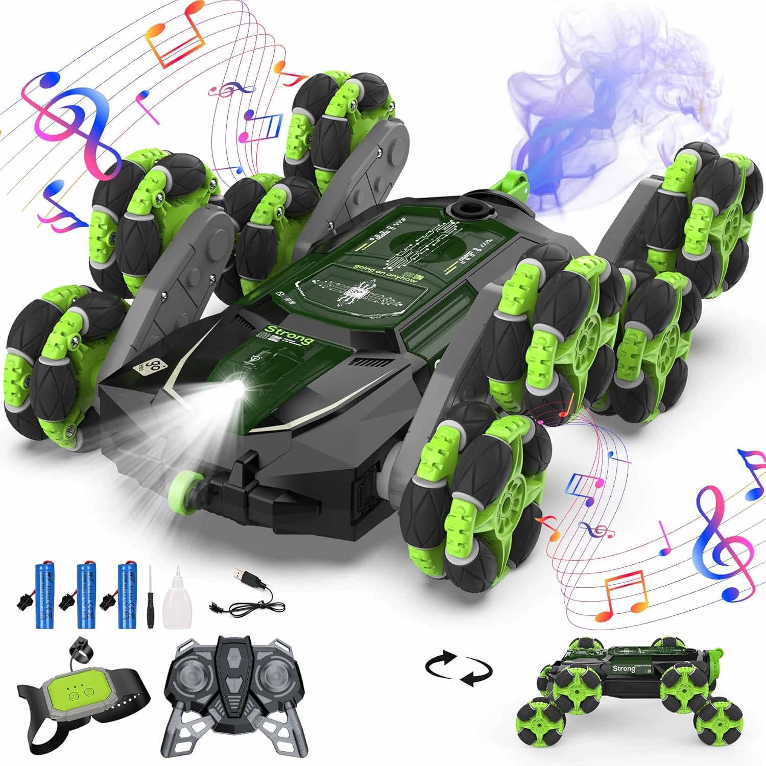 Cossy 8WD Gesture Sensing Rc Drift Car, 2 Modes, Light & Music, 360 Rotation, Climbing Stunt Car for Ages 8-13