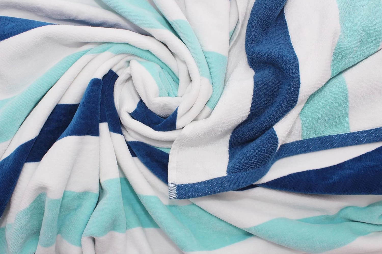 COTTON CRAFT Oversized Extra Wide Beach Towel - 58x68 Big & Huge Beach Blanket Towel for Two - 100% Cotton Velour Thick Plush 450 GSM Super Soft Luxury - Pool Picnic Bath Towel - Cabana Stripe Blue