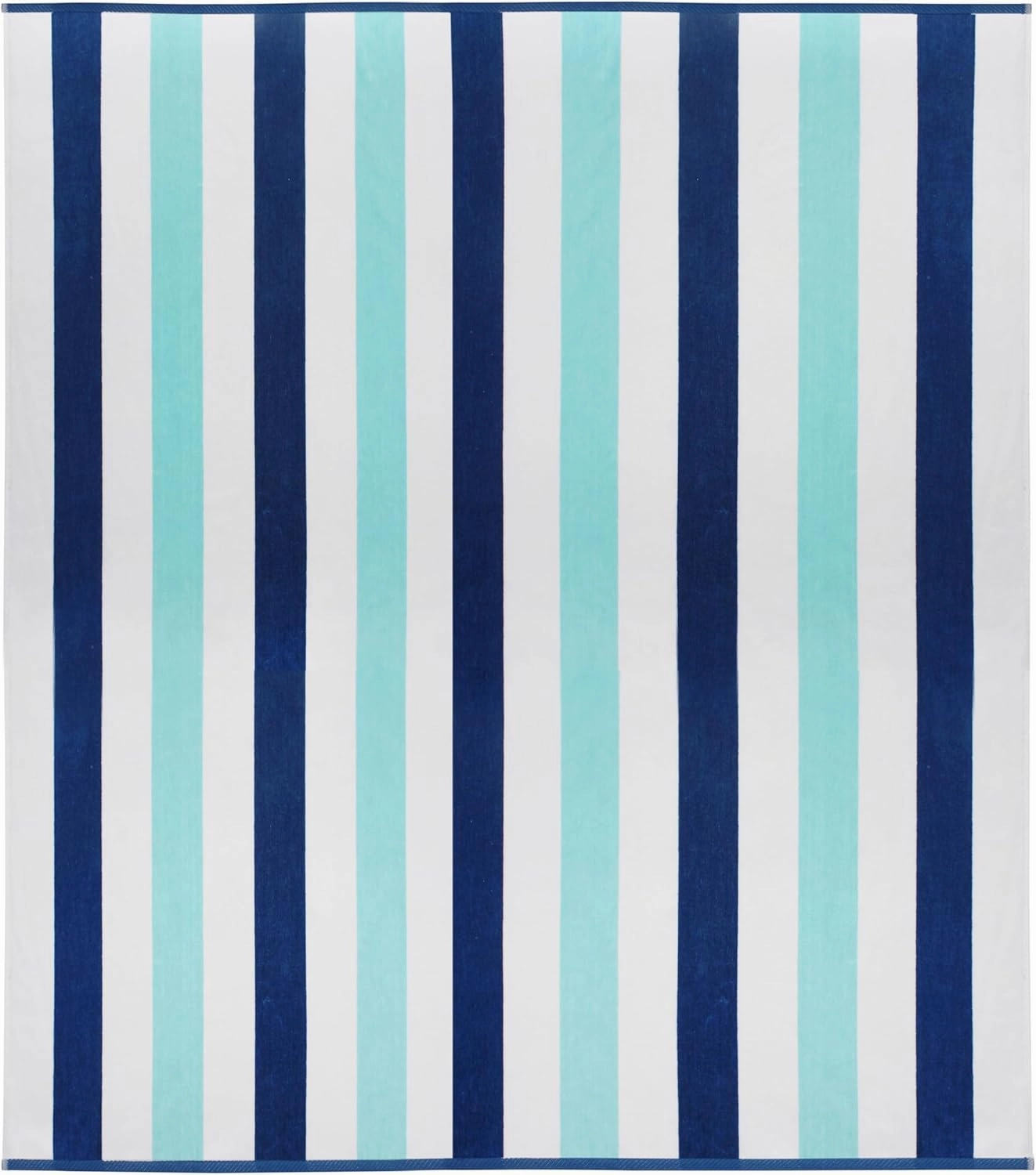 COTTON CRAFT Oversized Extra Wide Beach Towel - 58x68 Big & Huge Beach Blanket Towel for Two - 100% Cotton Velour Thick Plush 450 GSM Super Soft Luxury - Pool Picnic Bath Towel - Cabana Stripe Blue