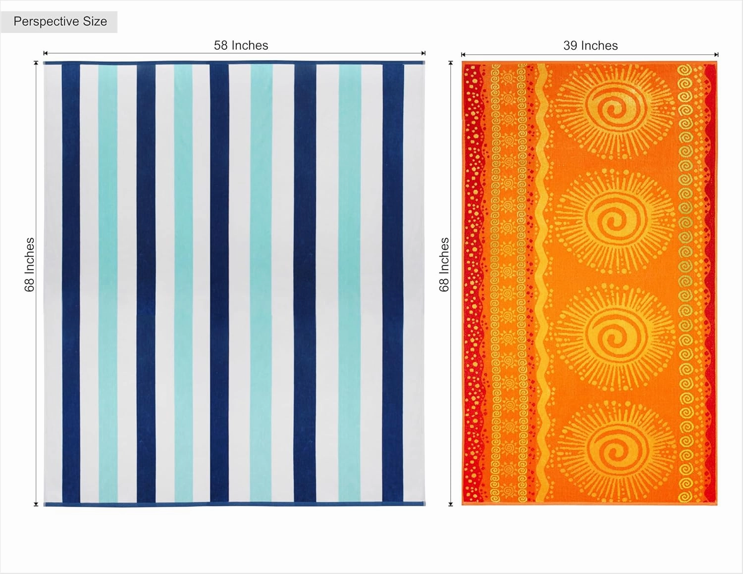 COTTON CRAFT Oversized Extra Wide Beach Towel - 58x68 Big & Huge Beach Blanket Towel for Two - 100% Cotton Velour Thick Plush 450 GSM Super Soft Luxury - Pool Picnic Bath Towel - Cabana Stripe Blue