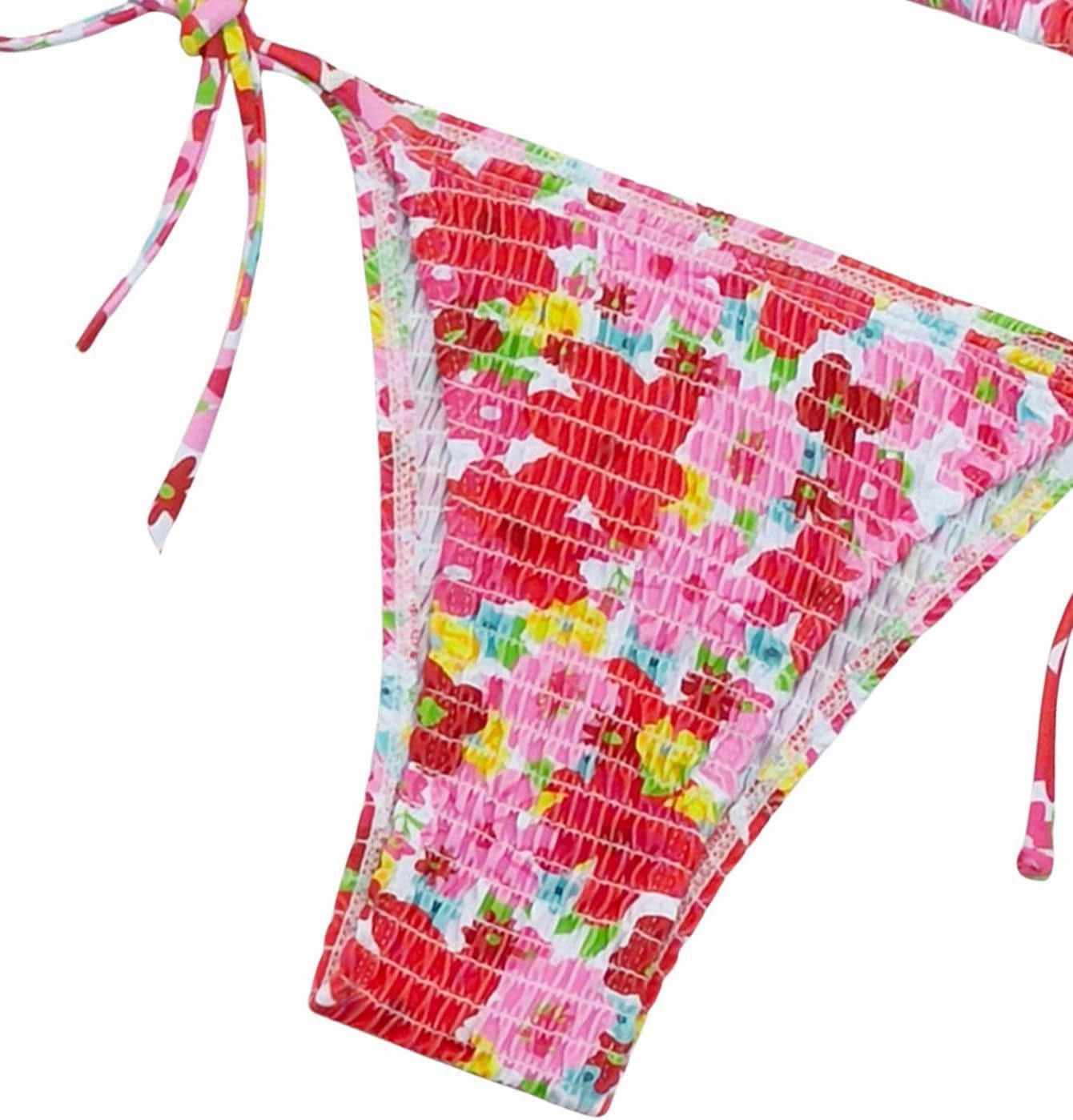 COZYEASE Women's 2 Piece Floral Bikini Sets Smocked Drawstring Side Triangle Halter Sexy Cute Swimsuits
