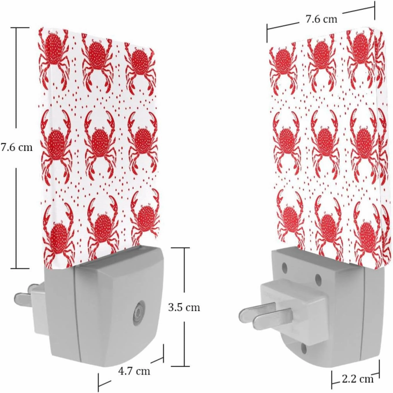 Crabs and Red Dot Pattern Plug in LED Night Light Auto Sensor Dusk to Dawn Decorative Night for Bedroom, Bathroom, Kitchen, Hallway, Stairs, Hallway, Baby's Room, Energy Saving
