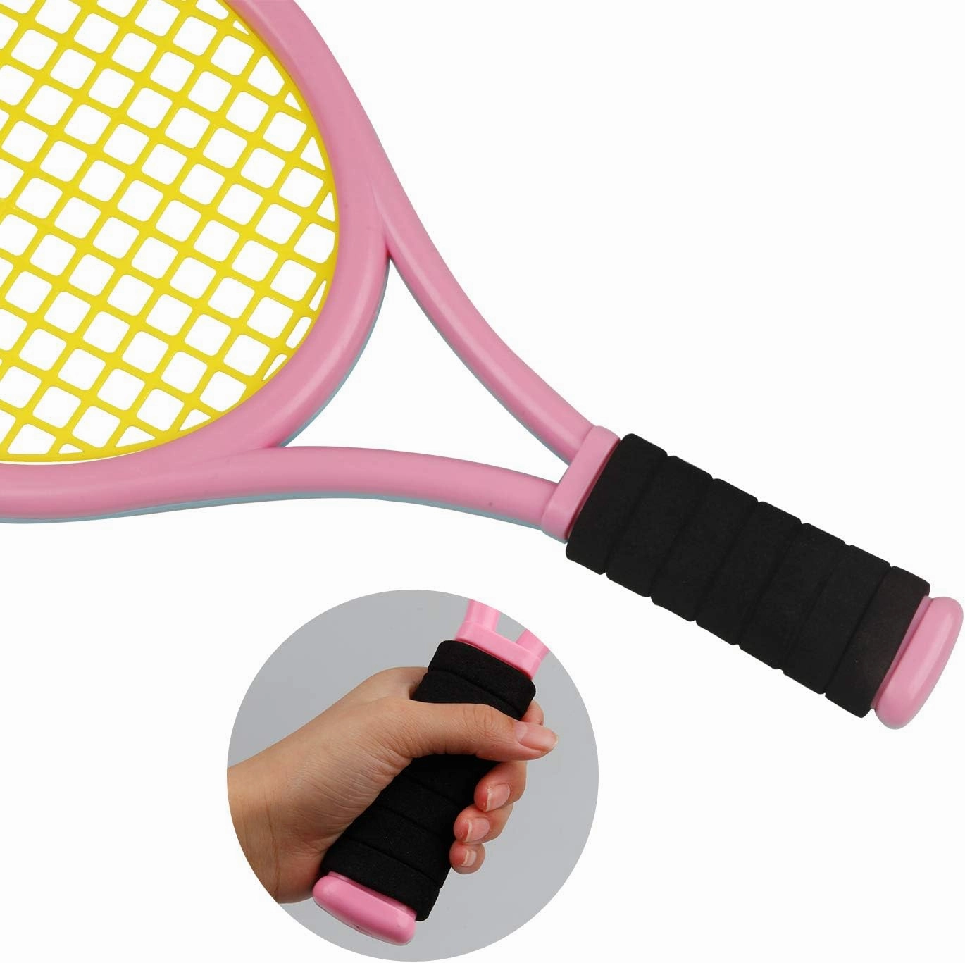 Crefotu Kid Tennis Racket Set for Toddler,Children,Sponge Handle, includes 6 Badminton, 1 Tennis Ball, Bag and 2 Balls - Increase Children's Sports,Improve Tennis Skills