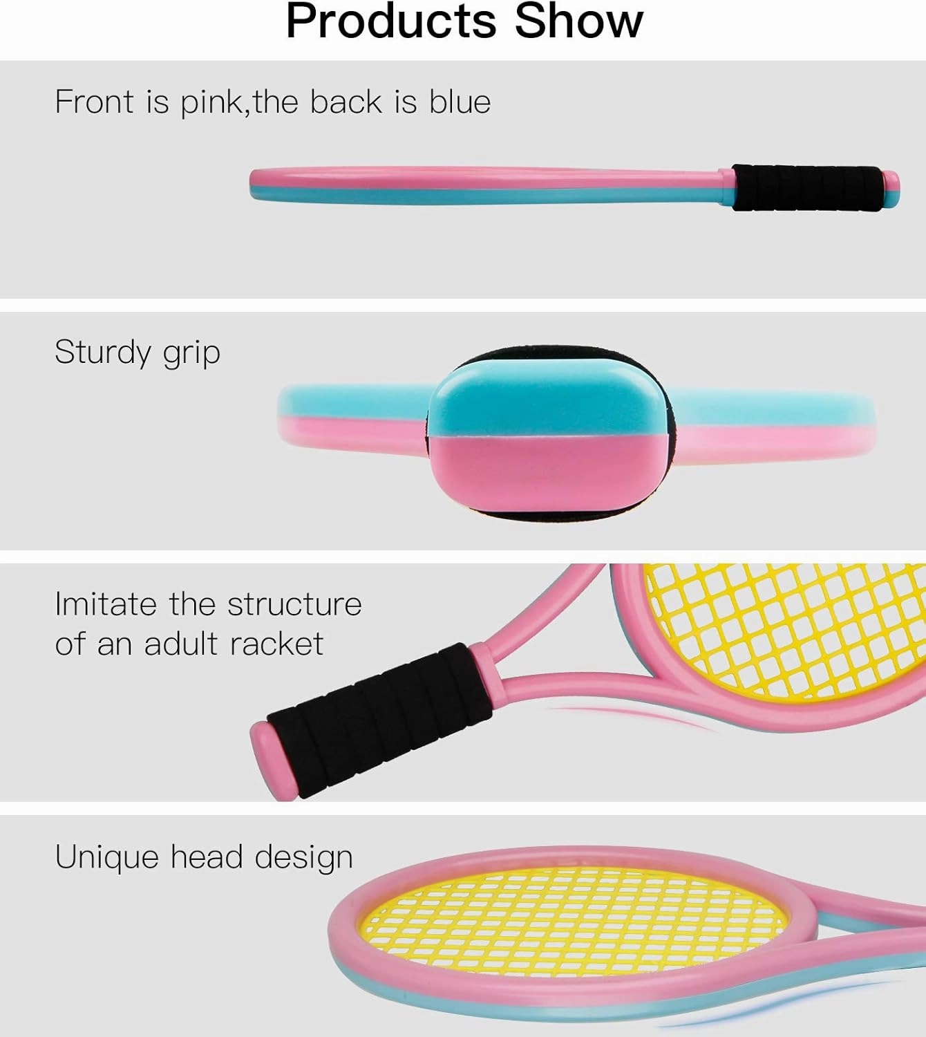 Crefotu Kid Tennis Racket Set for Toddler,Children,Sponge Handle, includes 6 Badminton, 1 Tennis Ball, Bag and 2 Balls - Increase Children's Sports,Improve Tennis Skills