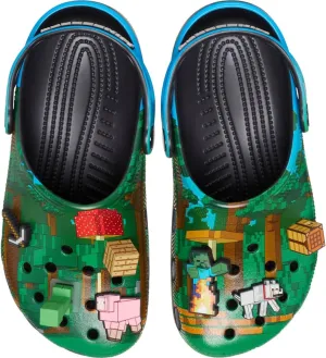 Crocs Unisex-Adult Classic Minecraft Clogs, Minecraft/Green, 13 Women/11 Men
