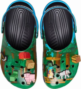 Crocs Unisex-Adult Classic Minecraft Clogs, Minecraft/Green, 8 Women/6 Men