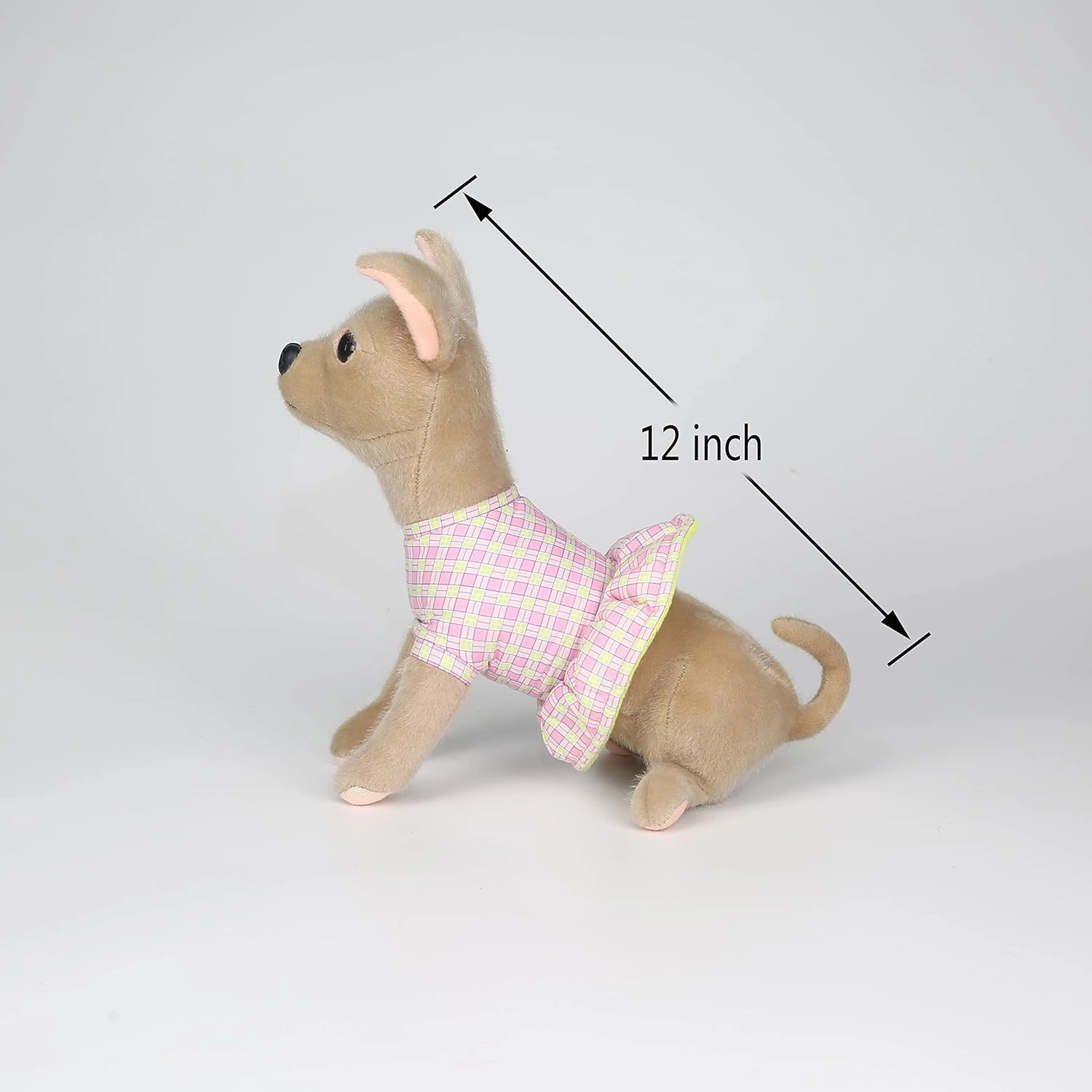CU-MATE 12-Inch Stuffed Animal Chihuahua Plush Toy Realistic Puppy Dog Sitting in a Skirt (Present Gift)