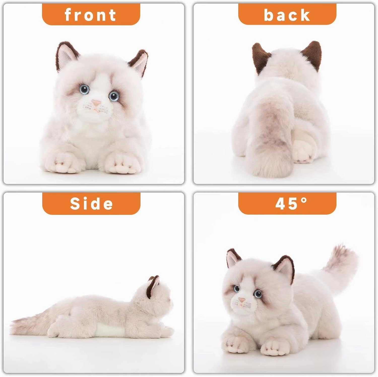 CU-MATE 20 Inch- Gray Ragdoll Cat Plush Stuffed Animal Toys -Realistic Ann Baker Cat Handmade Plush Toy Present Gift