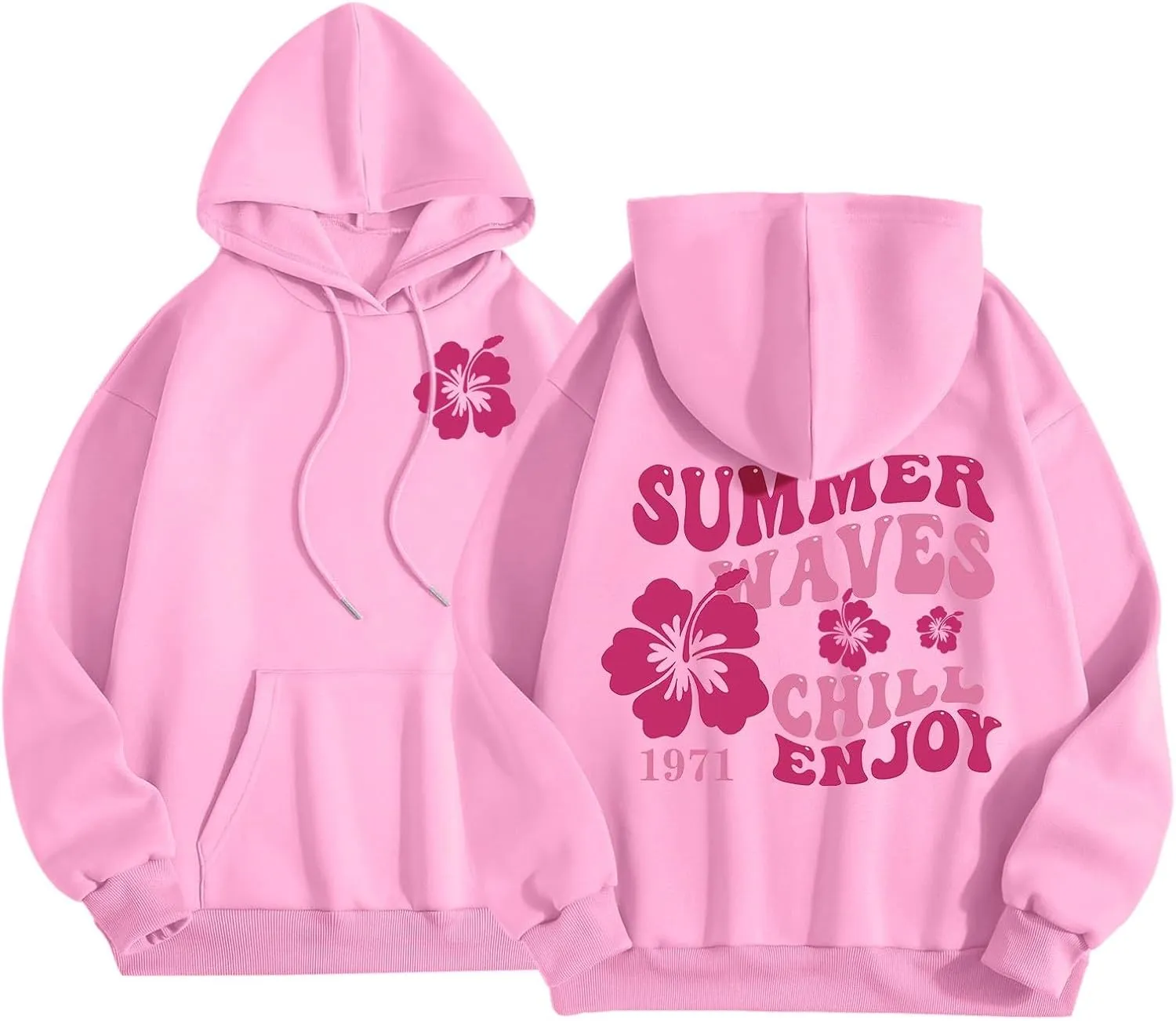 Cute Beach Sweatsuits Women 2 Piece Outfit Meet Me at The 1962 Pink Tree Graphic Hoodie with Sweatpants Cute Tracksuit