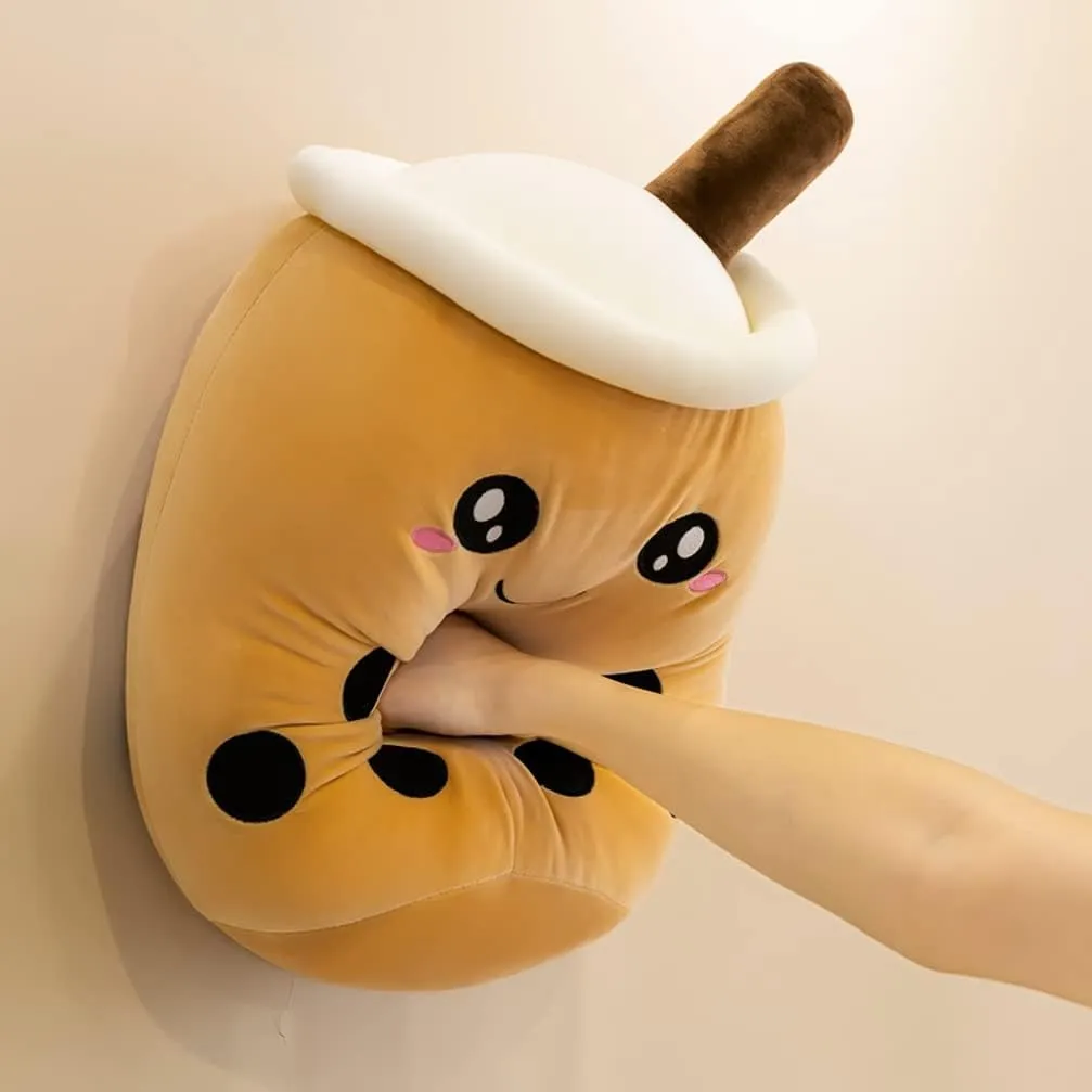 Cute Boba Tea Plush Stuffed Animal 14 Inch Bubble Tea Kawaii Plushies Cartoon Soft Milk Tea Cup Cuddly Pillow Home Hugging Birthday Gift for Children Kids Boys Girl Room Decor Bedtime, 14Inches