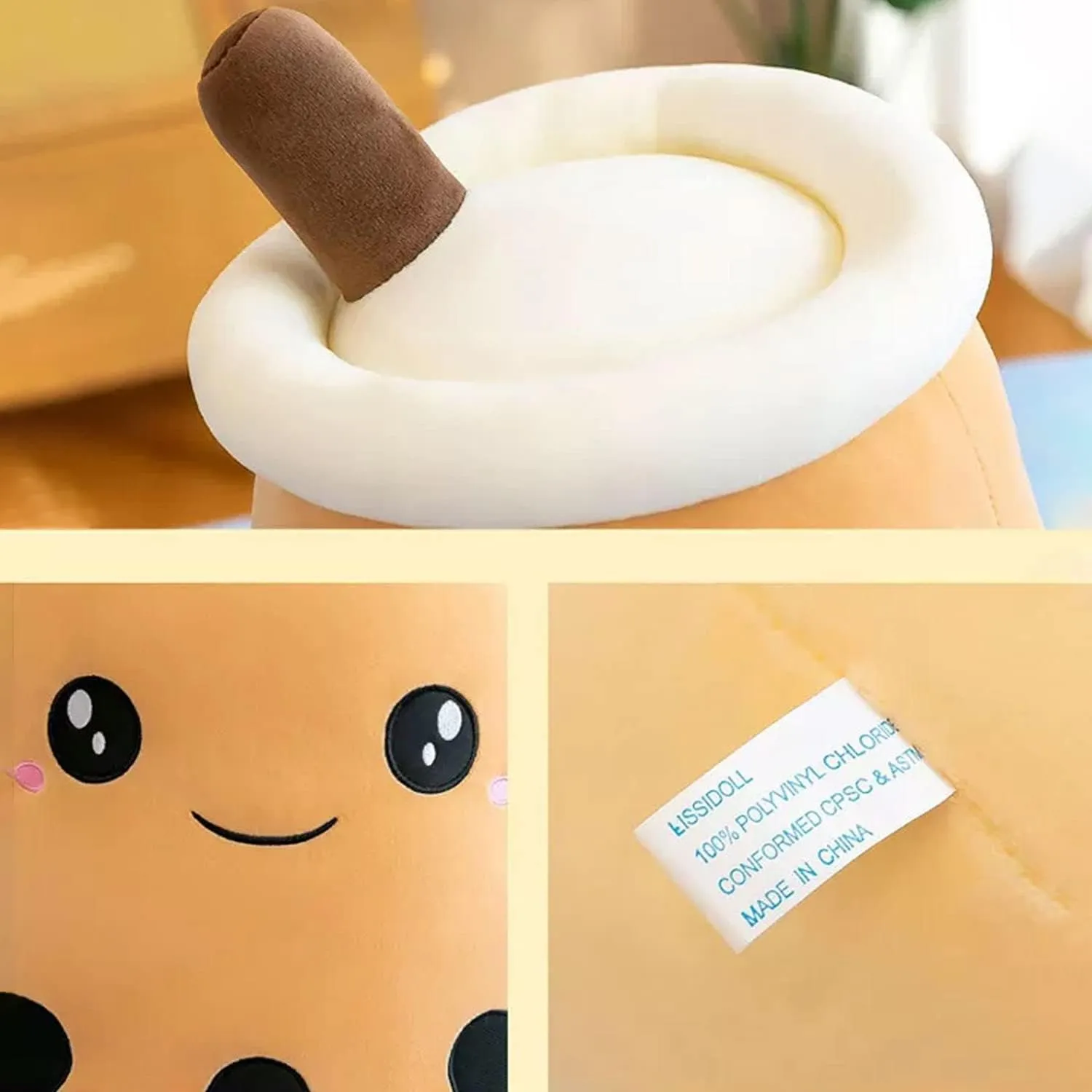 Cute Boba Tea Plush Stuffed Animal 14 Inch Bubble Tea Kawaii Plushies Cartoon Soft Milk Tea Cup Cuddly Pillow Home Hugging Birthday Gift for Children Kids Boys Girl Room Decor Bedtime, 14Inches