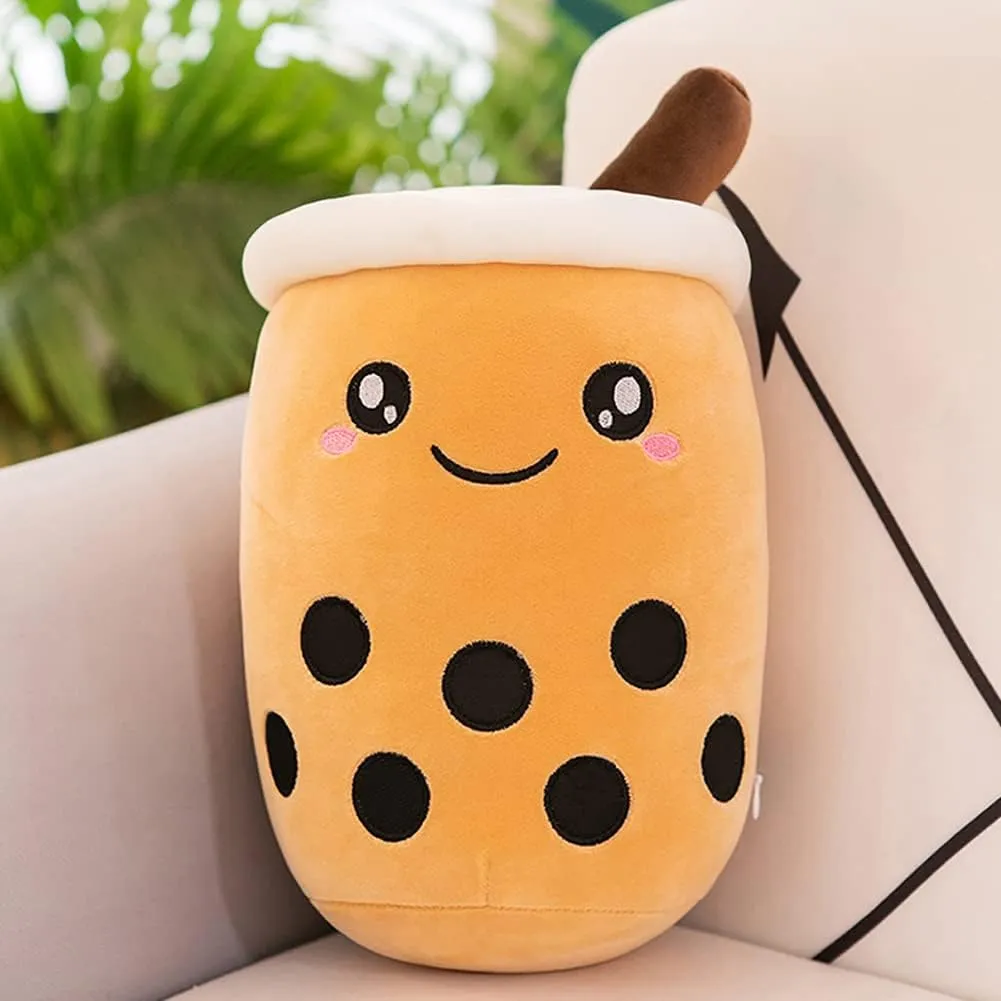 Cute Boba Tea Plush Stuffed Animal 14 Inch Bubble Tea Kawaii Plushies Cartoon Soft Milk Tea Cup Cuddly Pillow Home Hugging Birthday Gift for Children Kids Boys Girl Room Decor Bedtime, 14Inches