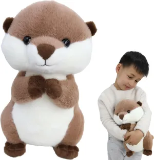 Cute Brown Pray Otter Stuffed Animals Soft Fluffy Otter Plush Toys Stuffed Beaver Plushies Animal Fuzzy Beaver Doll Animal Toy Gift for Kids & Lovers 12 Inch