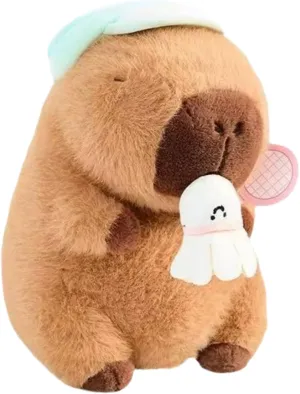 Cute Capybara Plush Toy Badminton Pull Line Soft Plush Toy Cute Kids Gift Brown 9 Inch