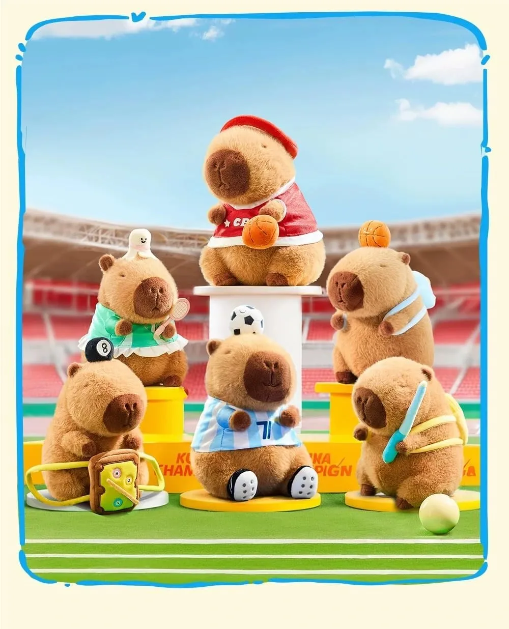 Cute Capybara Plush Toy Badminton Pull Line Soft Plush Toy Cute Kids Gift Brown 9 Inch