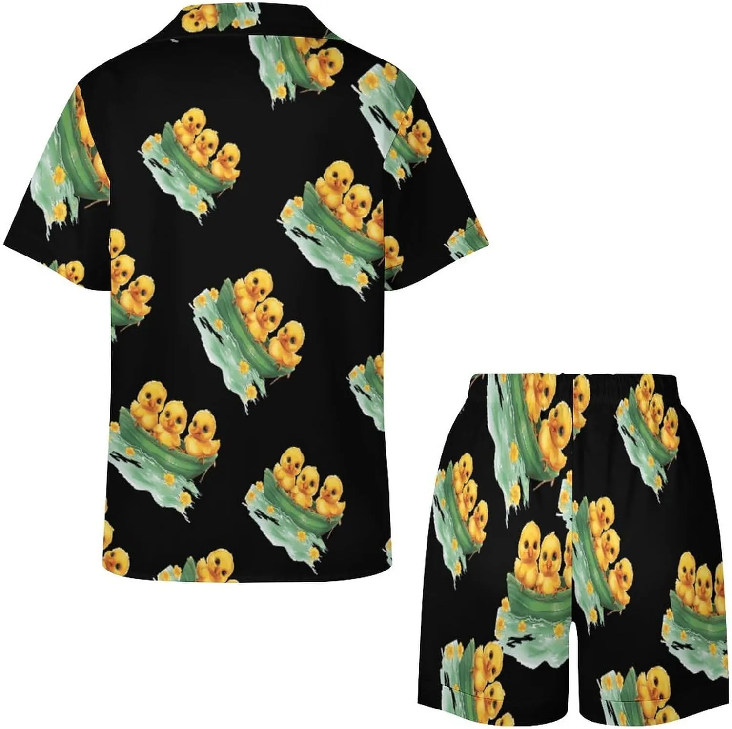 Cute Chick Women's Satin Pajama Set Short Sleeve Button Down Sleepwear Loungewear Pj Set