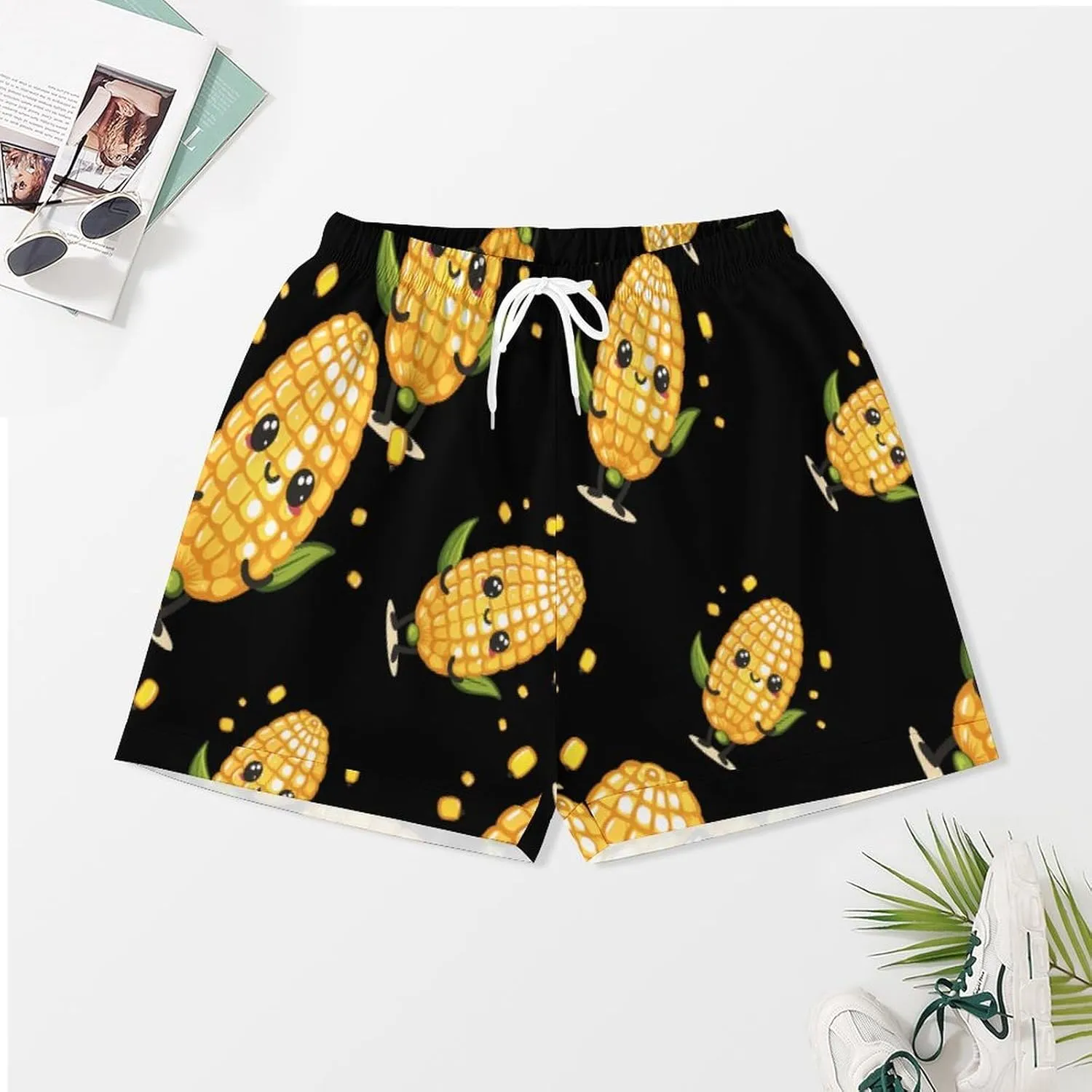 Cute Corn Women's Satin Pajama Set Short Sleeve Button Down Sleepwear Loungewear Pj Set