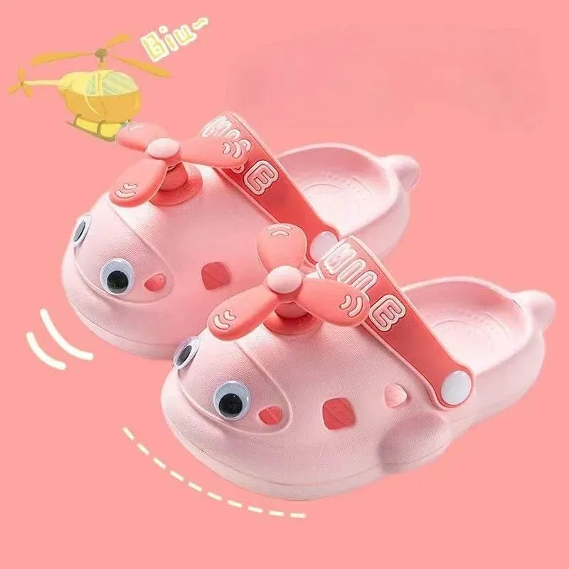 Cute Helicopter Kids Slippers - Soft Plush Indoor Footwear
