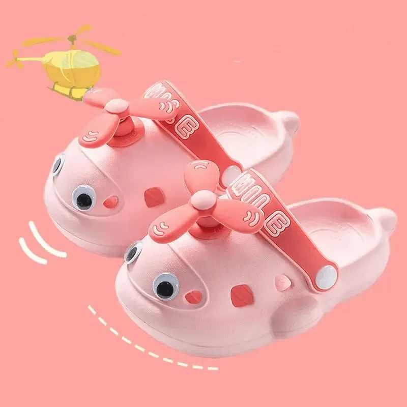 Cute Helicopter Kids Slippers - Soft Plush Indoor Footwear