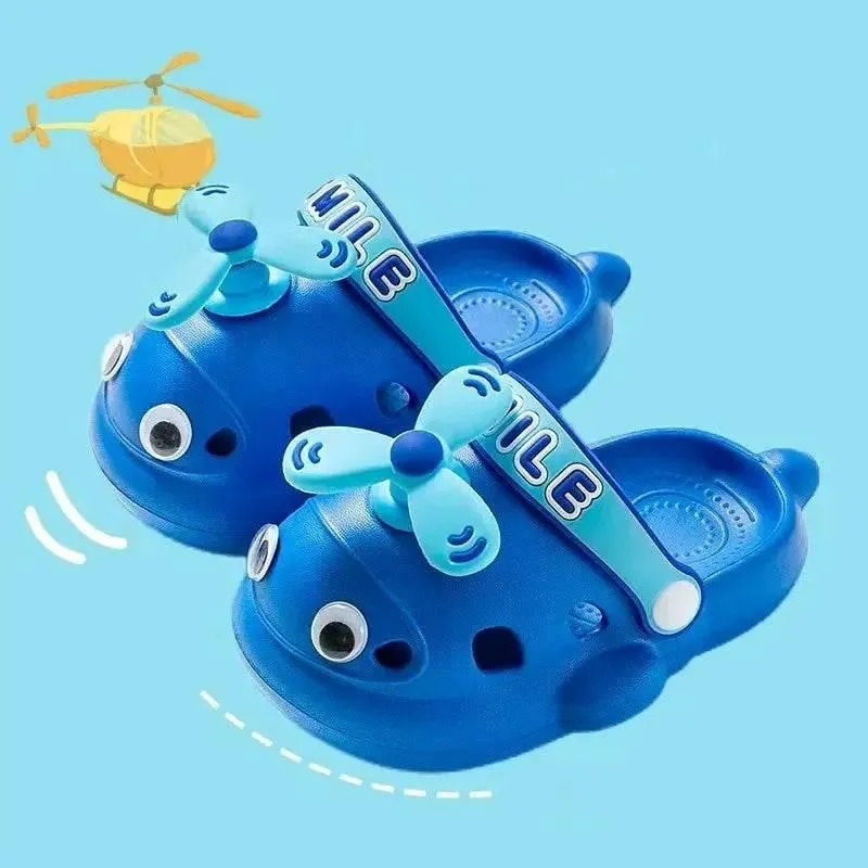 Cute Helicopter Kids Slippers - Soft Plush Indoor Footwear