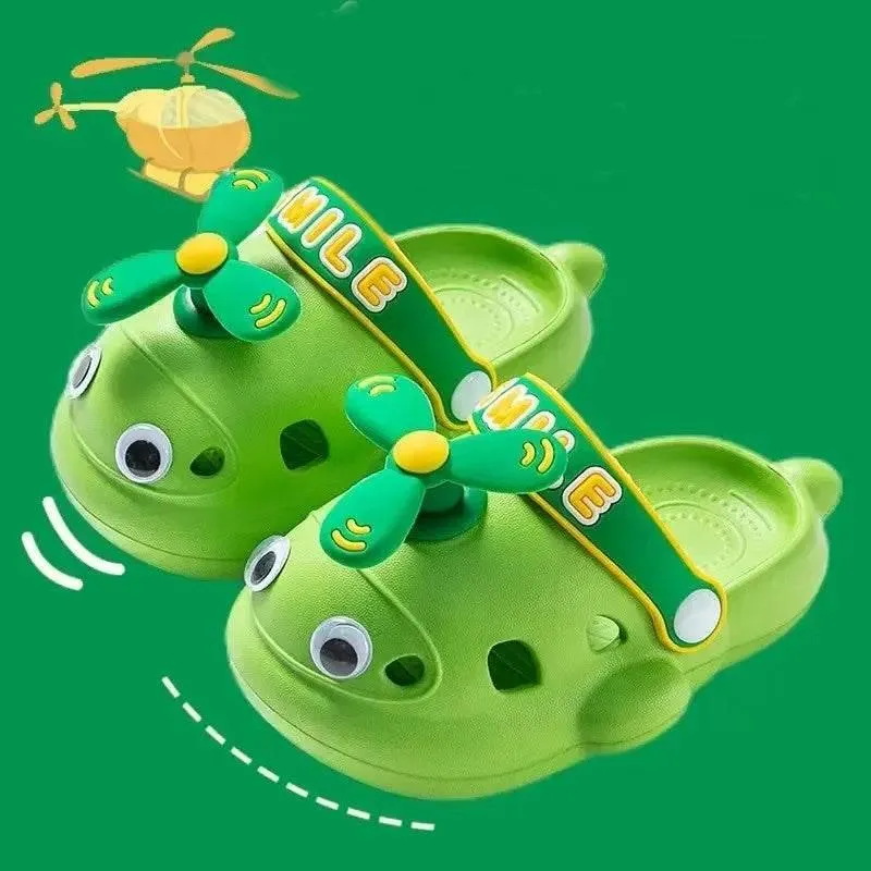 Cute Helicopter Kids Slippers - Soft Plush Indoor Footwear