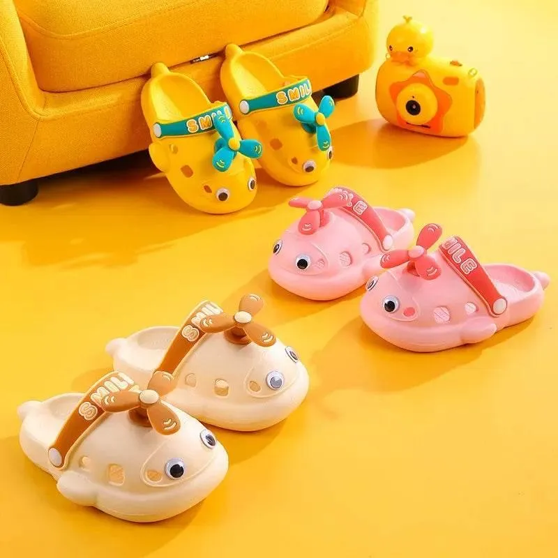 Cute Helicopter Kids Slippers - Soft Plush Indoor Footwear