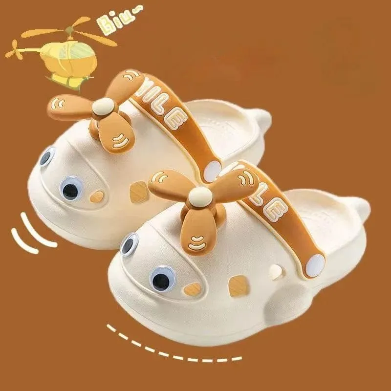 Cute Helicopter Kids Slippers - Soft Plush Indoor Footwear