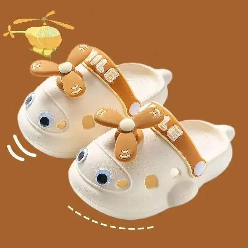Cute Helicopter Kids Slippers - Soft Plush Indoor Footwear