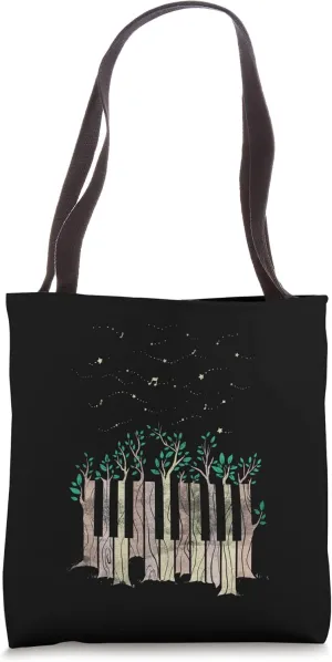 Cute Piano Trees Night Graphic Cool Pianists Keyboard Player Tote Bag