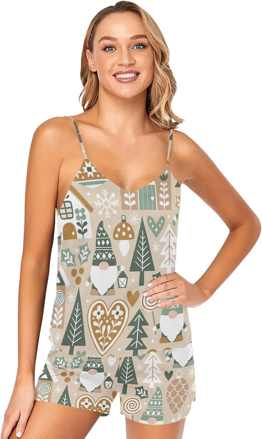 Cute Scandinavian Pok é Mon Pajama Set for Women Sexy Lingerie Satin Sleepwear Cami Shorts Nightgowns