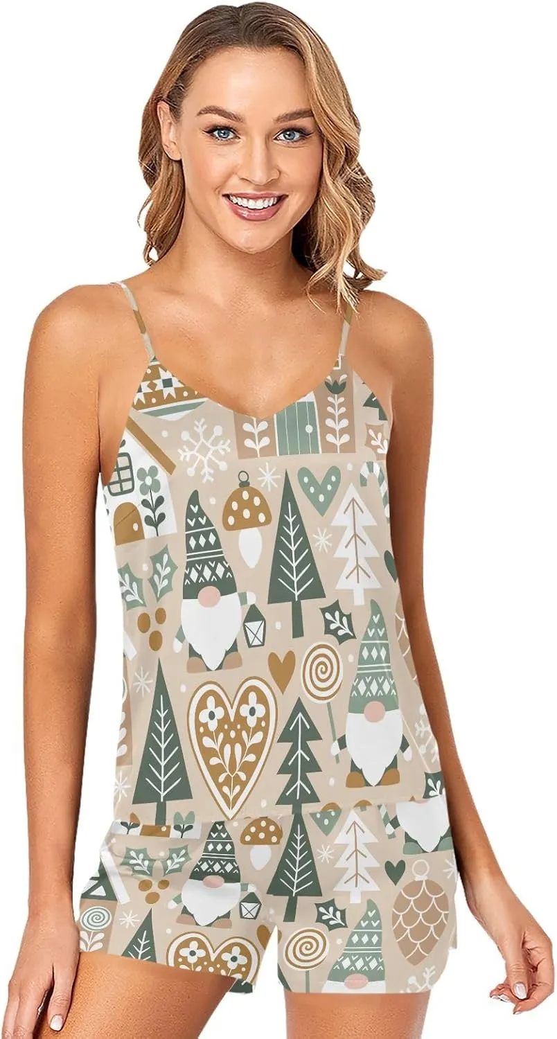 Cute Scandinavian Pok é Mon Pajama Set for Women Sexy Lingerie Satin Sleepwear Cami Shorts Nightgowns