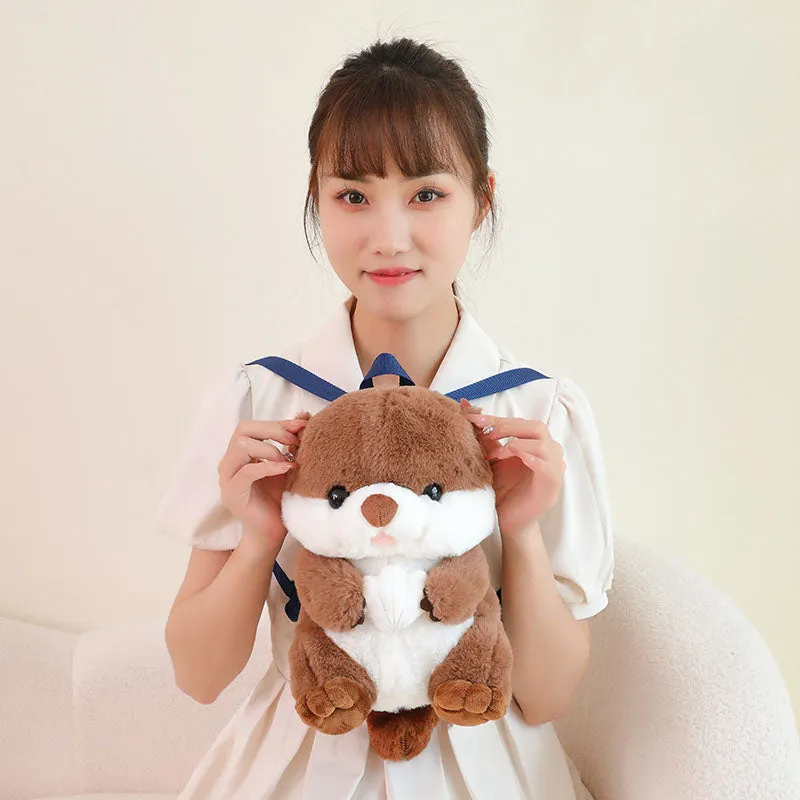 Cute Sea Otter Backpack Plush Bag
