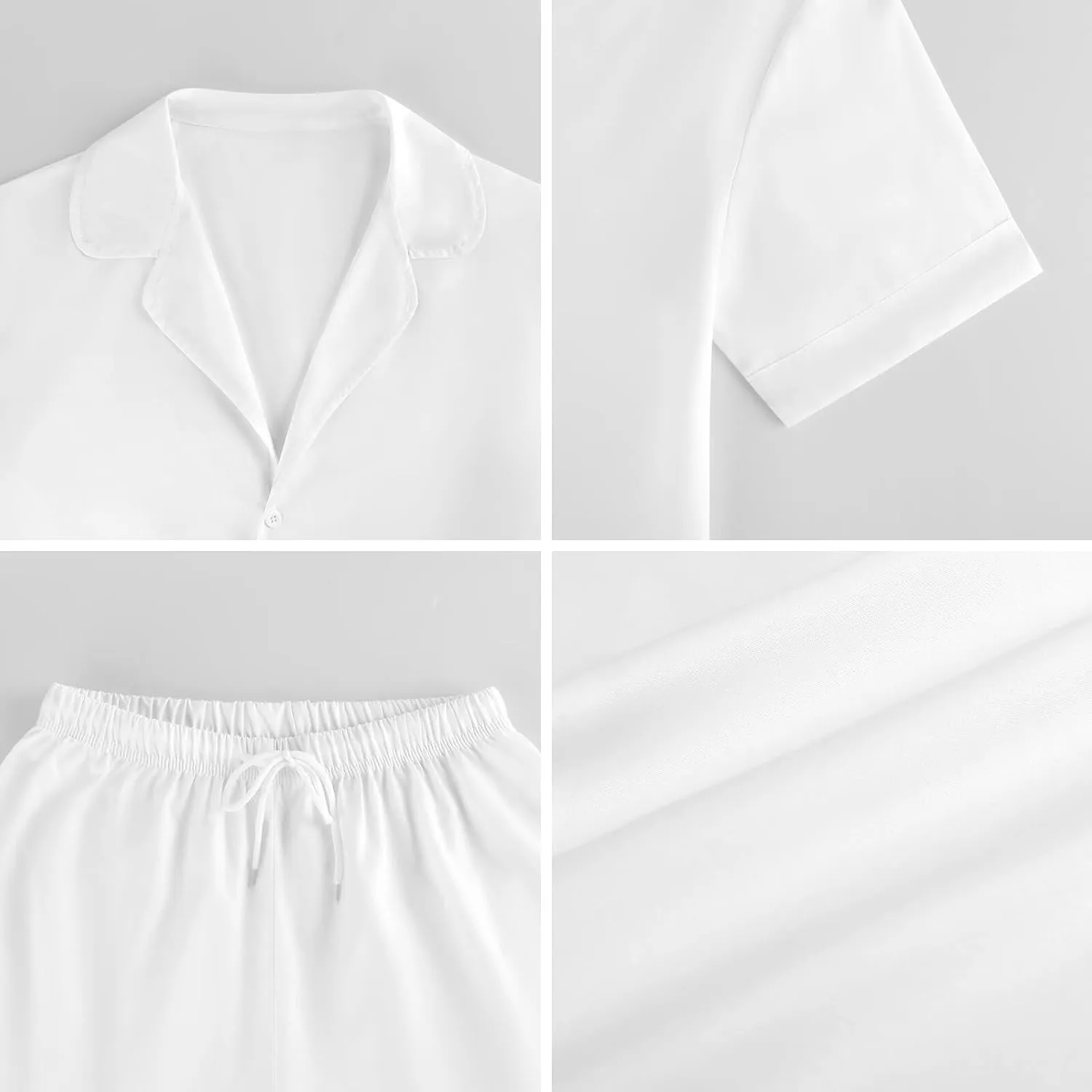 Cute Sloths Print Women's Satin Pajama Set Short Sleeve Button Down Sleepwear Loungewear Pj Set