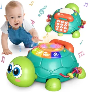 CUTE STONE Baby Toys 6 to 12 Months, Musical Turtle Crawling Baby Toys for 12-18 Months, Early Learning Educational Toy with Light & Sound,Toy for Infant Toddler Boy Girl 7 8 9 10 11 12 Month