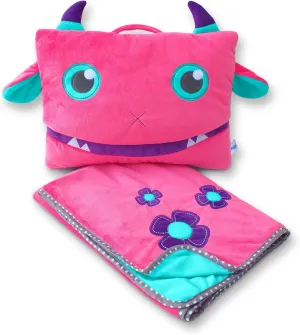 Cute Travel Pillow and Blanket Set - Portable Comfort Item for Children - Violet
