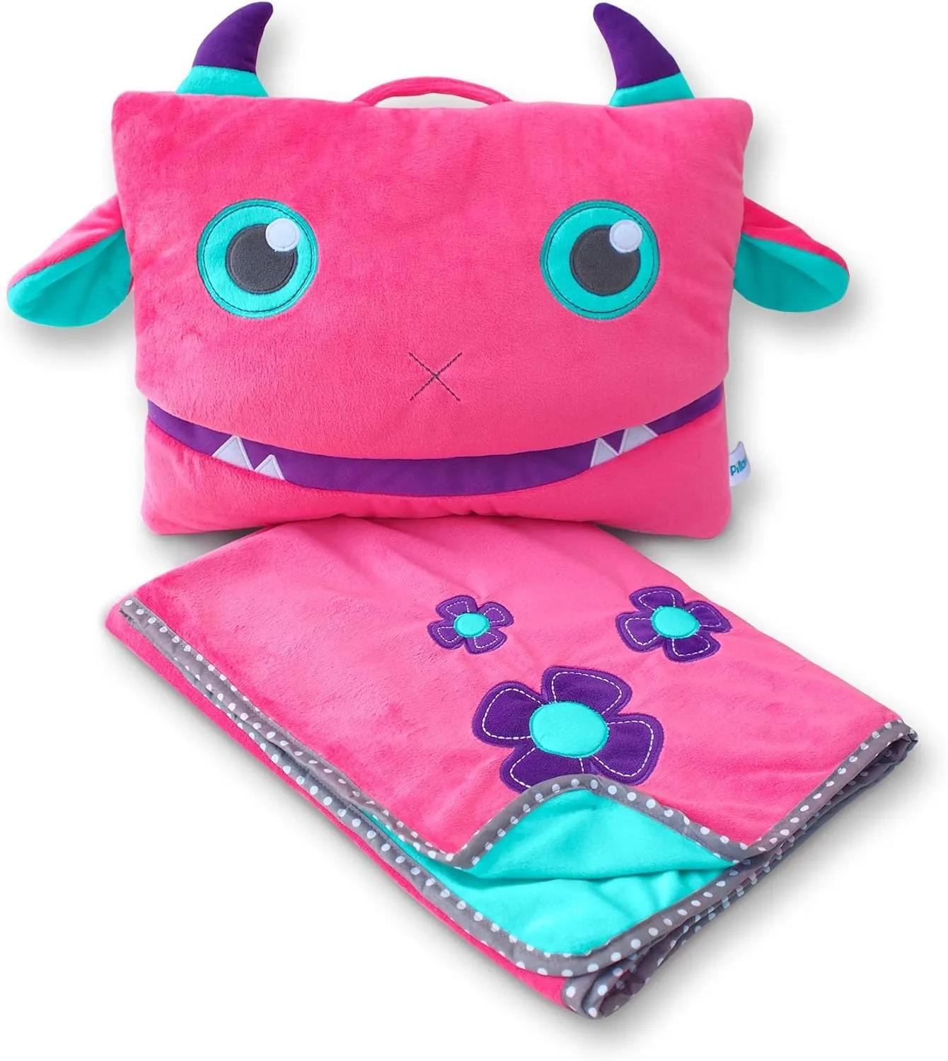 Cute Travel Pillow and Blanket Set - Portable Comfort Item for Children - Violet