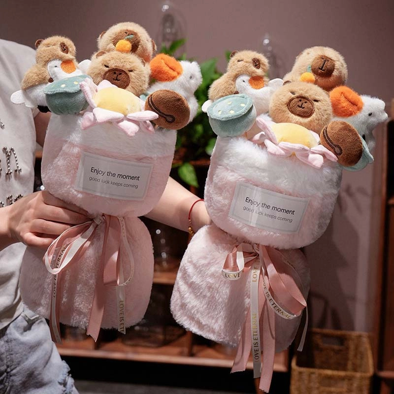 Cute Capybara Flower Bouquet Plush Toy